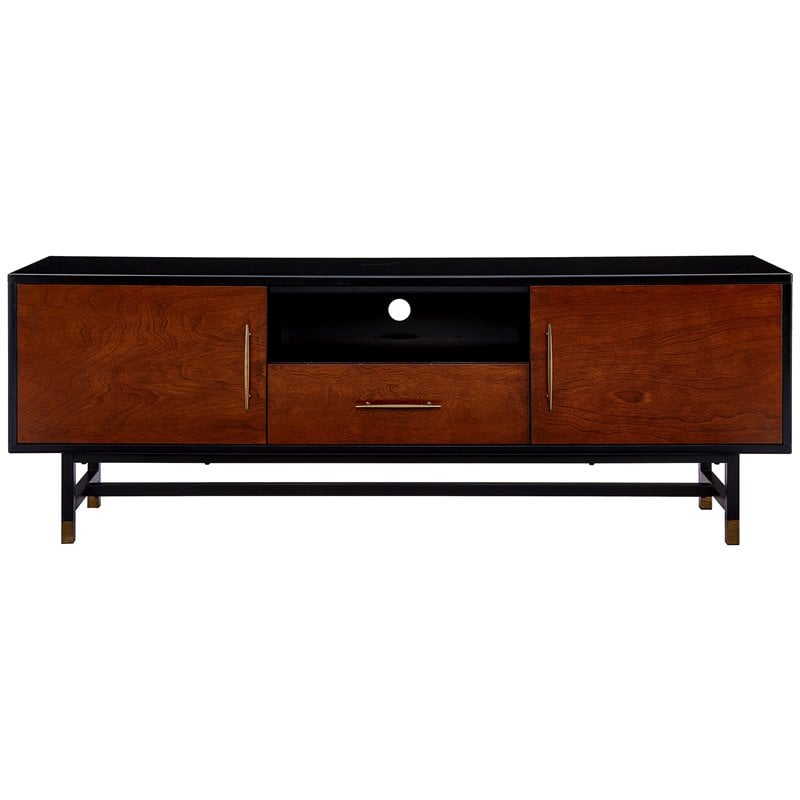 Allora Mid Century Wooden TV Stand in Black and Whiskey Finish
