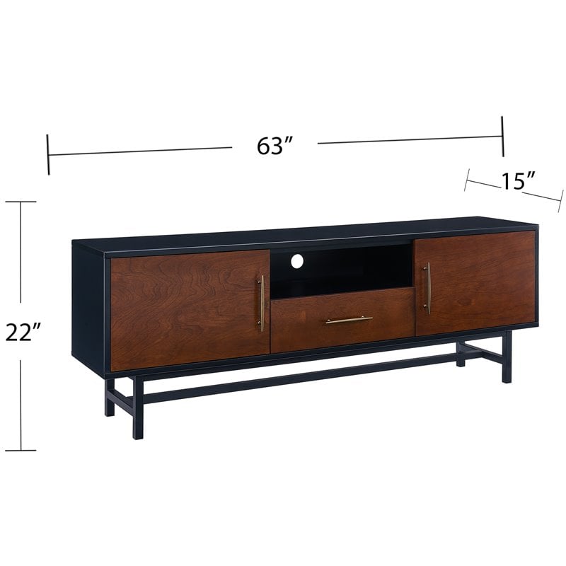 Allora Mid Century Wooden TV Stand in Black and Whiskey Finish