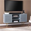 Allora Engineered Wood TV Stand with 2 Cabinets in Mint and Gold
