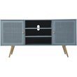 Allora Engineered Wood TV Stand with 2 Cabinets in Mint and Gold