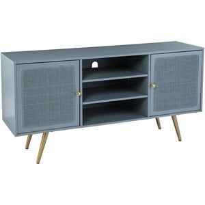 Allora Engineered Wood TV Stand with 2 Cabinets in Mint and Gold