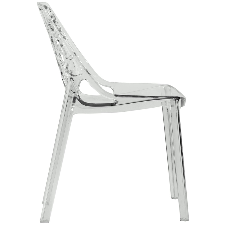 Allora Modern Plastic Dining Side Chair in Clear Finish (Set of 4)