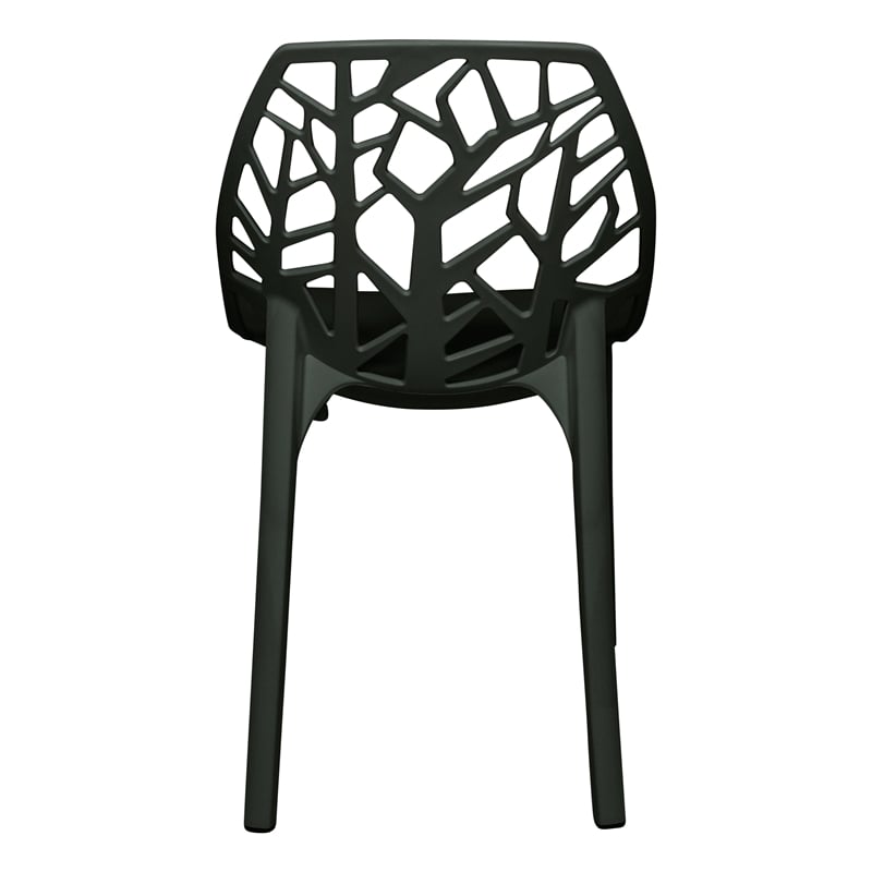 Allora Modern Plastic Dining Side Chair in Solid Black (Set of 4)