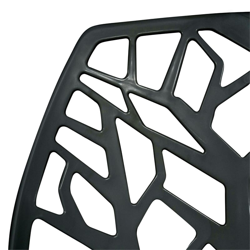 Allora Modern Plastic Dining Side Chair in Solid Black (Set of 4)