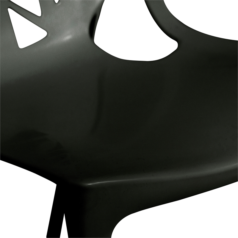 Allora Modern Plastic Dining Side Chair in Solid Black (Set of 4)