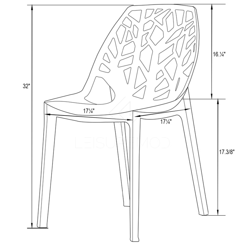 Allora Modern Plastic Dining Side Chair in Solid Black (Set of 4)