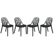 Allora Modern Plastic Dining Side Chair in Solid Black (Set of 4)
