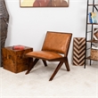Allora Mid Century Modern Furniture Style Wide Top Leather Tan Comfy Armchair