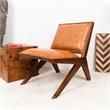 Allora Mid Century Modern Furniture Style Wide Top Leather Tan Comfy Armchair