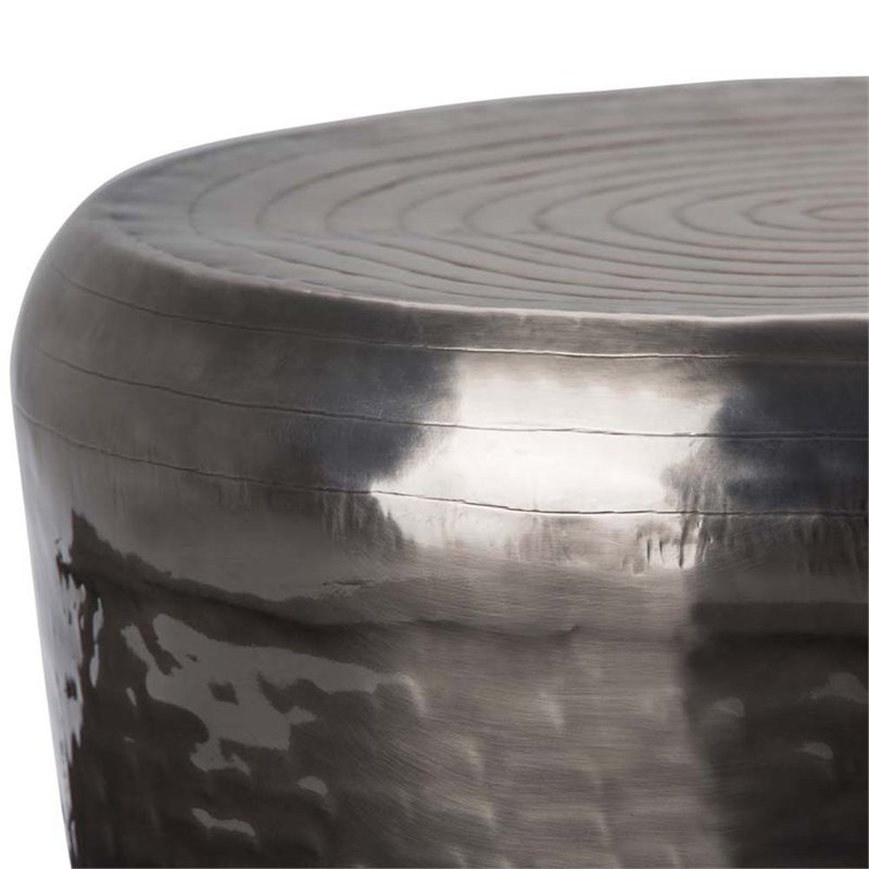 Allora Modern Industrial 23 inch Wide Metal Accent Side Table in Antique Silver