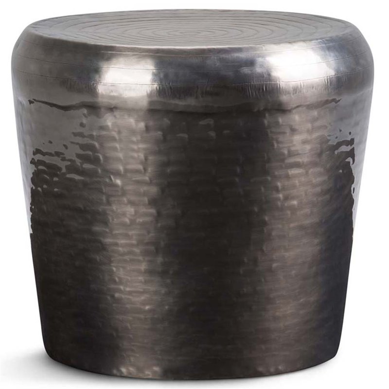 Allora Modern Industrial 23 inch Wide Metal Accent Side Table in Antique Silver