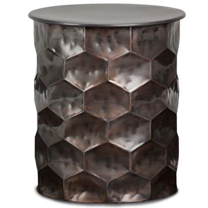 Allora Industrial 17&quot W Metal Storage Accent Side Table in Antique Bronze