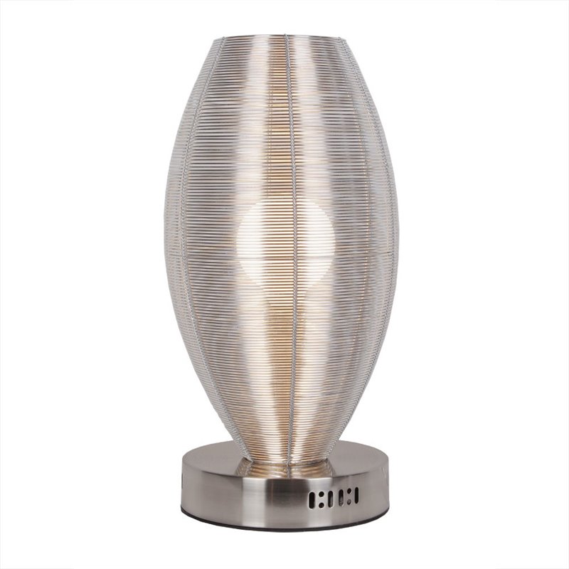 Bromi Design Lenox 1 Light Aluminum Round Table Lamp in Silver