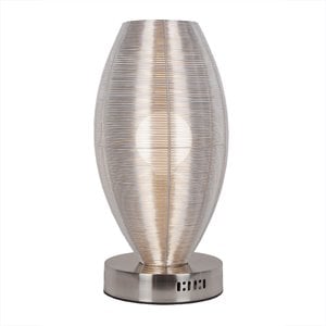 Bromi Design Lenox 1 Light Aluminum Round Table Lamp in Silver