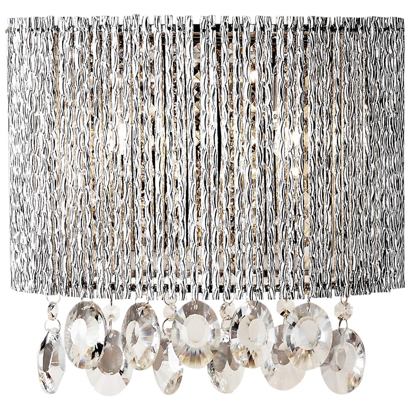 Bromi Design Crystalline 2 Light Round Crystal Wall Sconce in Chrome