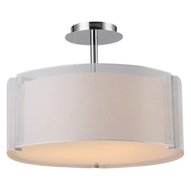 Bromi Design Lynch Metal Iron Mesh Drum Pendant in White