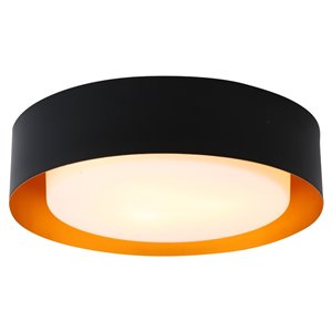 bromi design lynch metal flush mount ceiling light in black and gold