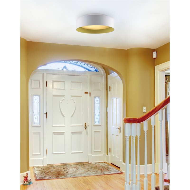 Bromi Design Lynch Metal Flush Mount Ceiling Light In White And Yellow Cymax Business - Yellow Ceiling Light Flush