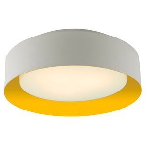bromi design lynch metal flush mount ceiling light in white and yellow