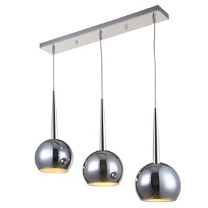 Bromi Design Wade 3 Light Metal Pendant in Chrome