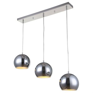 Bromi Design Wade 3 Light Metal Island Pendant in Chrome