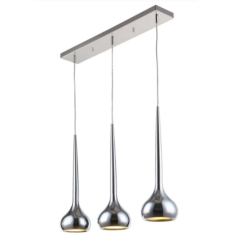 Bromi Design Wade 3 Light Metal Island Pendant in Chrome
