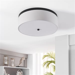 Bromi Design Braxton 20&quot Metal Round Flush Mount in White and Nickel