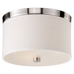 Bromi Design Braxton 10&quot Metal Round Flush Mount in White and Nickel