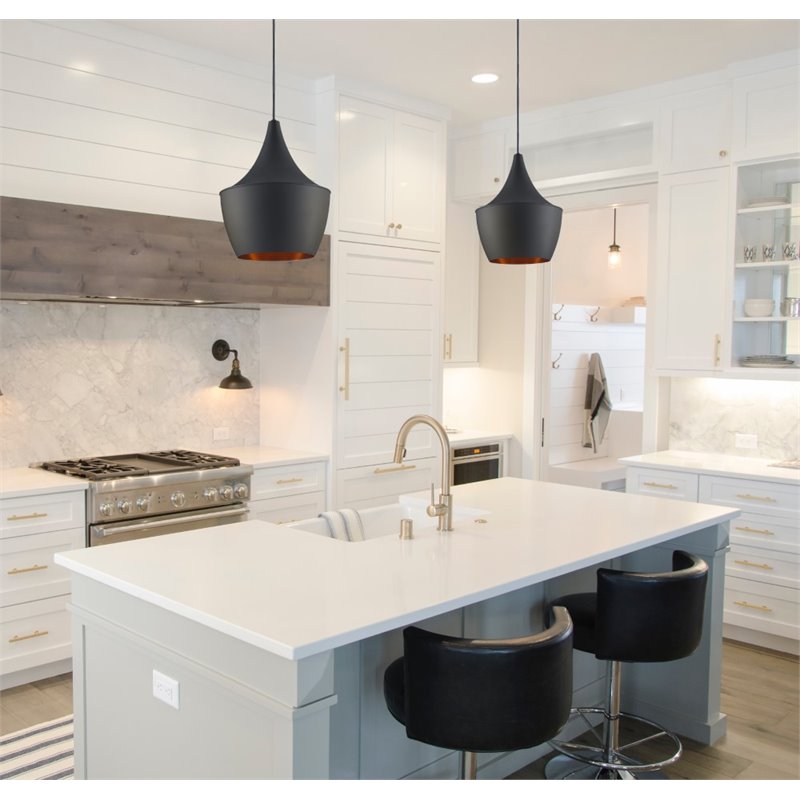 Bromi Design Berkley Single Light Aluminum Pendant in Black and Gold