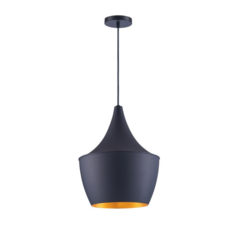 Bromi Design Berkley Single Light Aluminum Pendant in Black and Gold