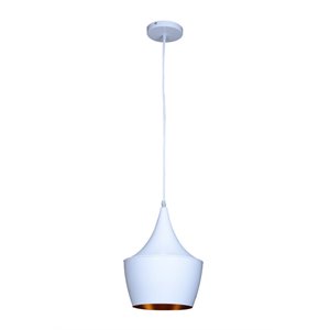 Bromi Design Berkley Single Light Aluminum Pendant in White and Gold