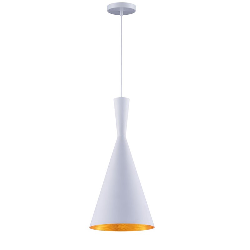 Bromi Design Berkley Single Light Aluminum Pendant in White and Gold