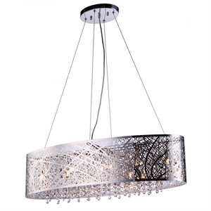 Bromi Design Royal 9 Light Metal Linear Pendant in Chrome