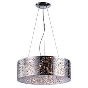 Bromi Design Royal 9 Light Metal Round Pendant in Chrome
