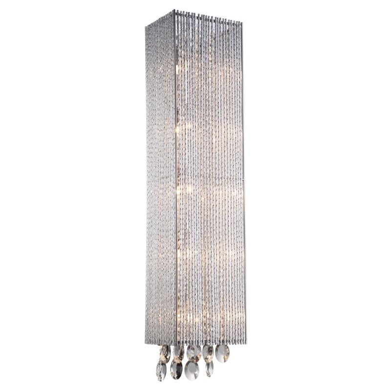 Bromi Design Crystalline 5 Light Metal Square Wall Scone in Chrome