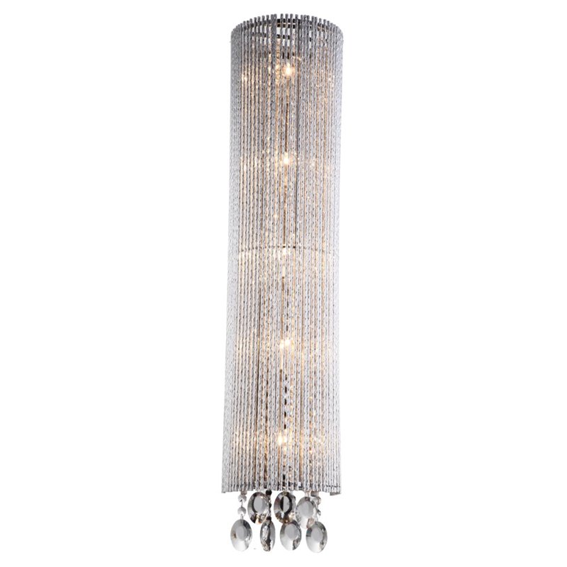 Bromi Design Crystalline 5 Light Metal Round Wall Sconce in Chrome