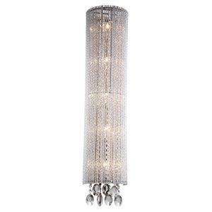 Bromi Design Crystalline 5 Light Metal Round Wall Sconce in Chrome