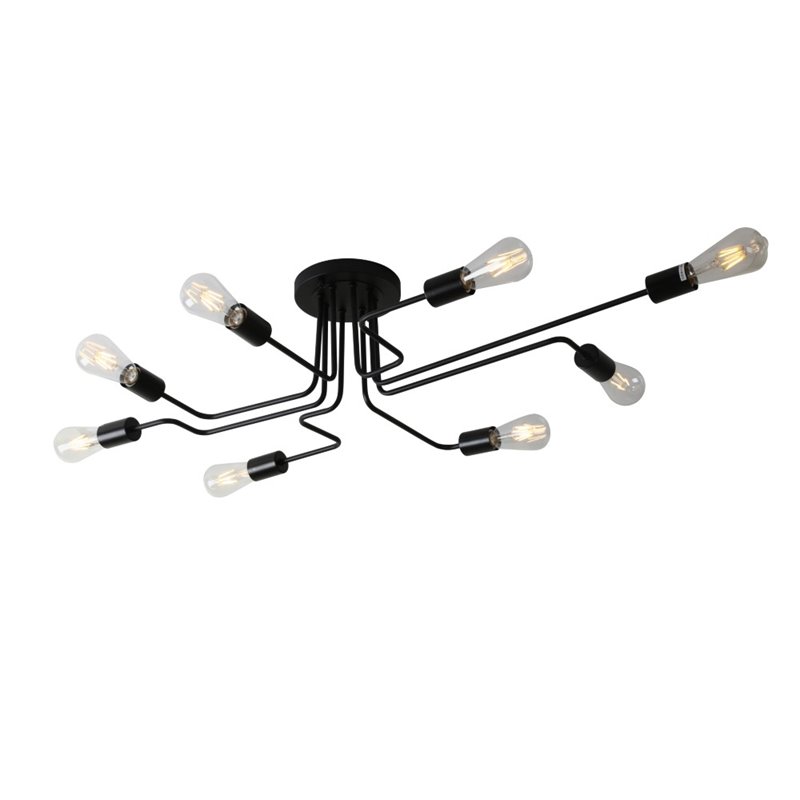 Bromi Design Asheville 8 Light Metal Semi Flush Ceiling Fixture in Black