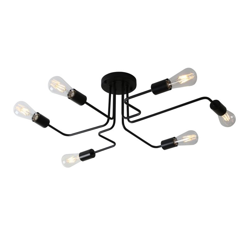 Bromi Design Asheville 6 Light Metal Semi Flush Ceiling Fixture in Black