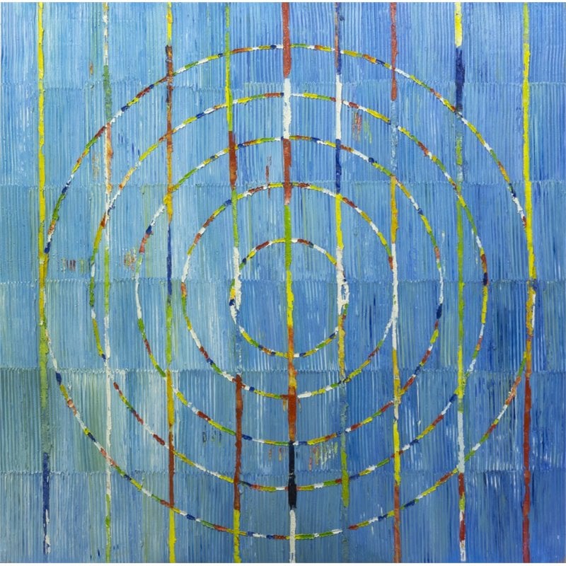 Bromi Design Circles Blue Hand Painted Canvas Wall Art