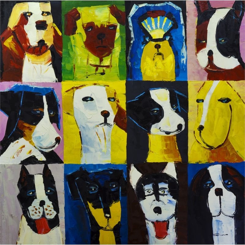 Bromi Design Dogs 1 Hand Painted Canvas Wall Art