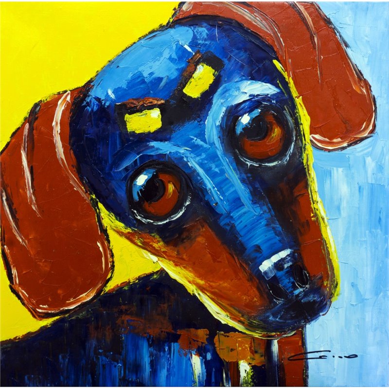 Bromi Design Dog 1 Hand Painted Canvas Wall Art