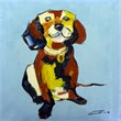 Bromi Design Happy Dog Hand Painted Canvas Wall Art