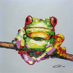 Bromi Design Frog Tree Hand Painted Canvas Wall Art