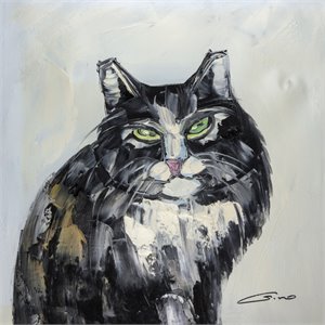 Bromi Design Black Cat Hand Painted Canvas Wall Art
