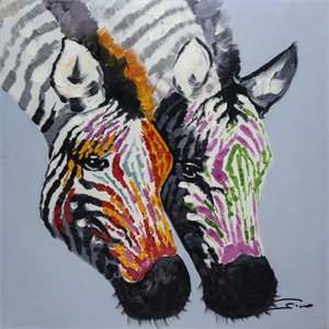Bromi Design 2 Zebras Hand Painted Canvas Wall Art
