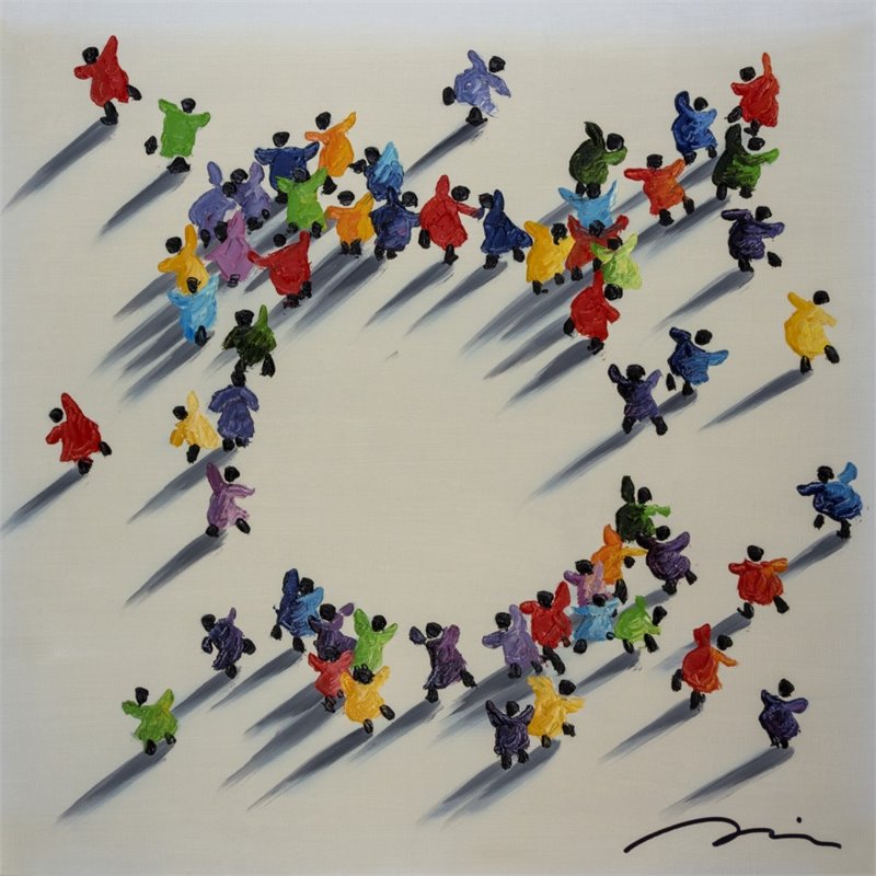 Bromi Design Holding Hands Hand Painted Canvas Wall Art