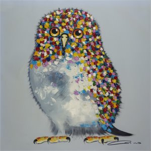Bromi Design Bird Multicolor Hand Painted Canvas Wall Art