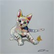 Bromi Design Cat-Butterfly Hand Painted Canvas Wall Art