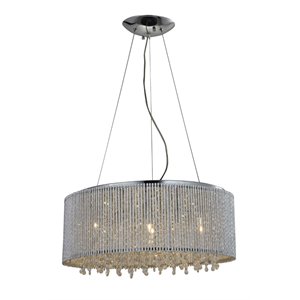 Bromi Design Crystalline Round Modern K9 Crystal Chandelier in Chrome